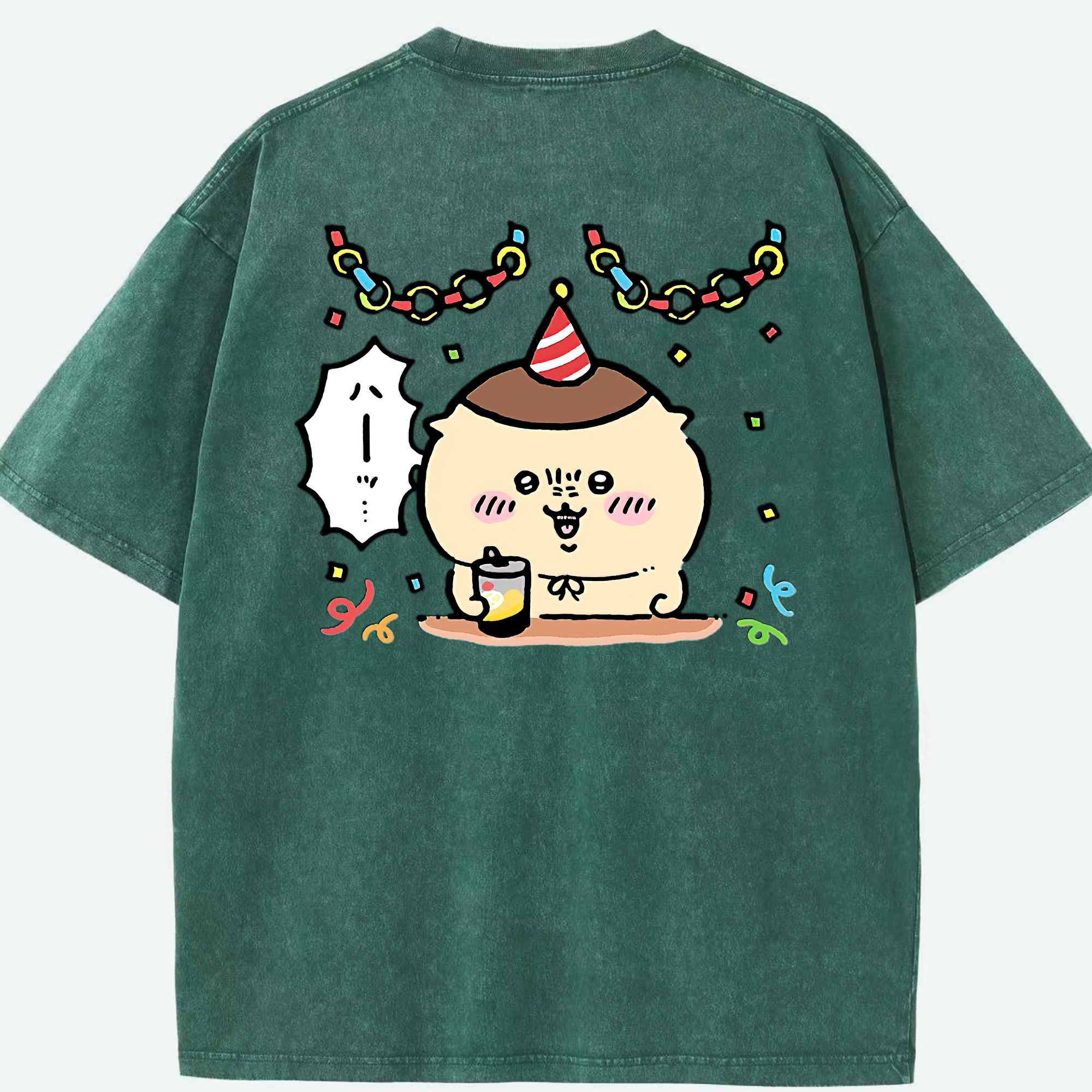 （画像用） ちいかわ くりまんじゅう Chii-kawa kuri manjū 綿100% ヴィンテージ風 半袖Tシャツ（背面プリント）